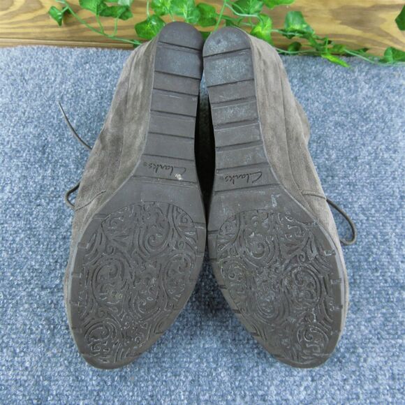 Clarks  Women Ankle Boots Brown Leather Lace Up Size 10 Medium - Picture 7 of 9